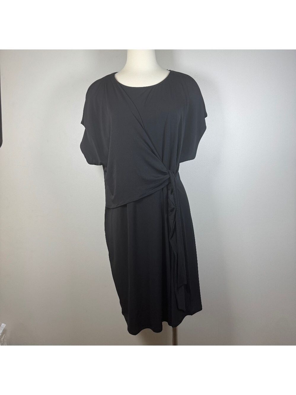 H by Halston Charcoal Wrap Mini Dress